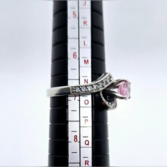 Sterling silver 925 Rose Color Simulant Diamond Simple Round Stone Ring - Picture 8 of 9